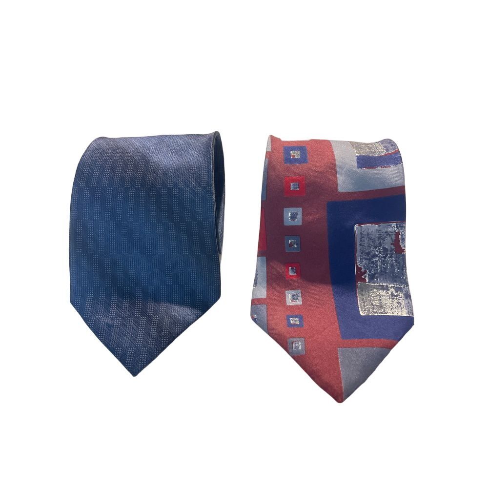 Designer Silk Ties Set - Classic Blue and Artistic Red‎ Pattern Z-22